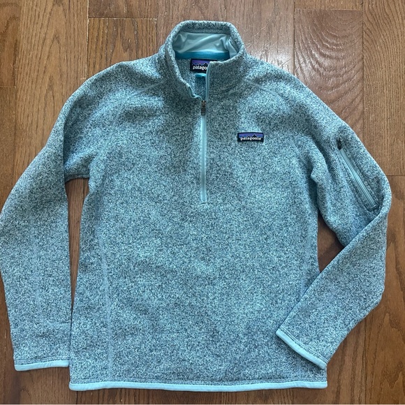 Patagonia Sweaters - Patagonia Light Blue Quarter-Zip Pullover